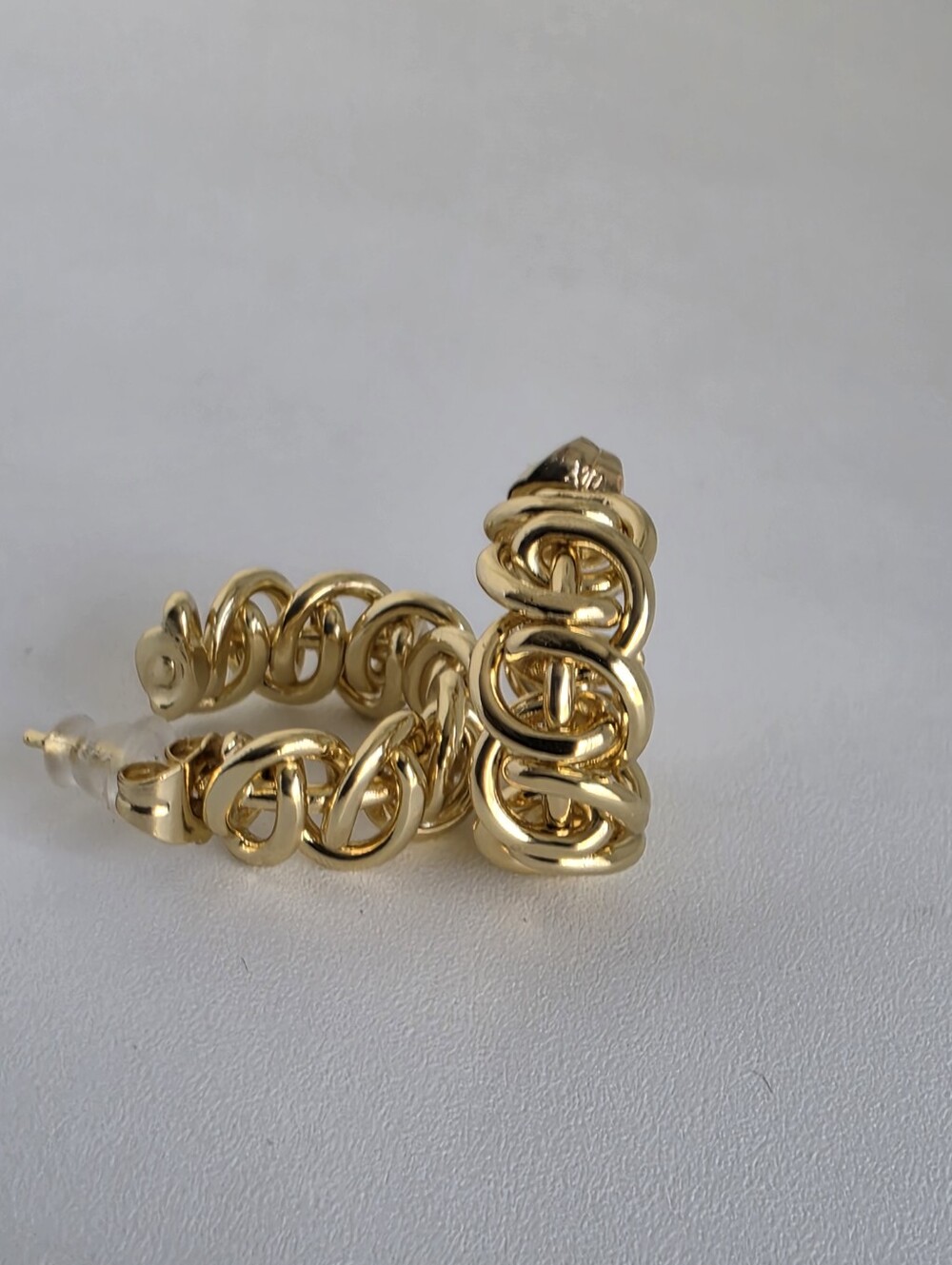 Gold Tone Chunky Chain Link Hoop Earrings Statement Jewelry